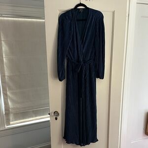 Bardot Navy Pleated Midi Dress